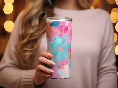 Vibrant Floral Pattern Insulated Travel Tumbler