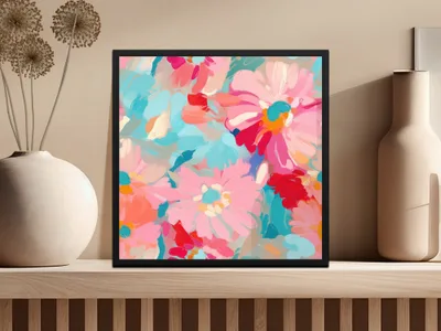 Colorful Abstract Floral Art Print Wall Decor