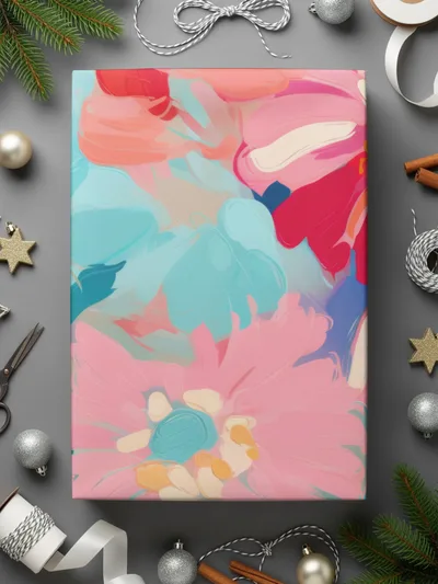 Colorful Abstract Floral Design Gift Wrap Paper Sheets