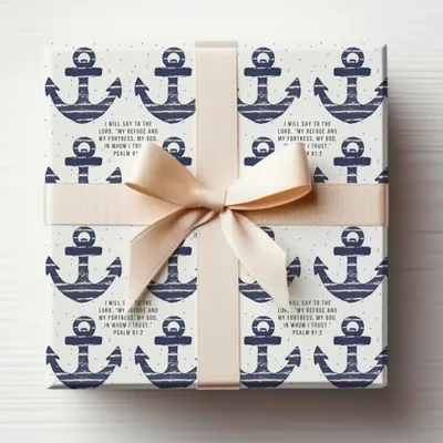 Anchor and Bible Verse Pattern Gift Wrap Paper