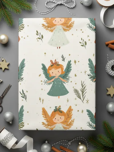 Angel Seamless Pattern, Girls With Wings Digital Paper, Whimsical Angels Repeat Pattern, Fabric Design, Scrapbooking, Christmas Theme - Moore and Mountain