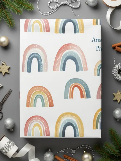 Colorful Rainbow Patterned Gift Wrap Festival