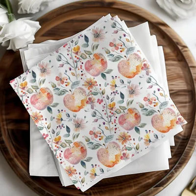 Apple Floral Digital Paper, Watercolor Seamless Pattern, Fruit Garden Print, Rustic Texture, Printable Art, Digital Download, for Fabric - Moore and Mountain