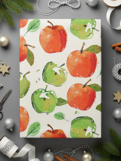 Apple Pattern Digital Paper, Red Green Apple, Watercolor Background, Seamless Pattern, Fruit Design, Scrapbook Paper, Commercial Use - Moore and Mountain