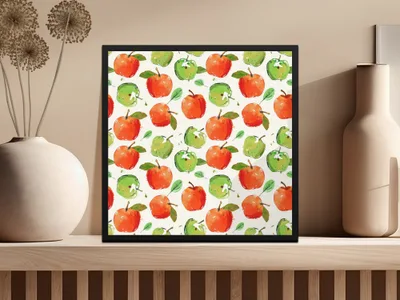 Apple Pattern Digital Paper, Red Green Apple, Watercolor Background, Seamless Pattern, Fruit Design, Scrapbook Paper, Commercial Use - Moore and Mountain
