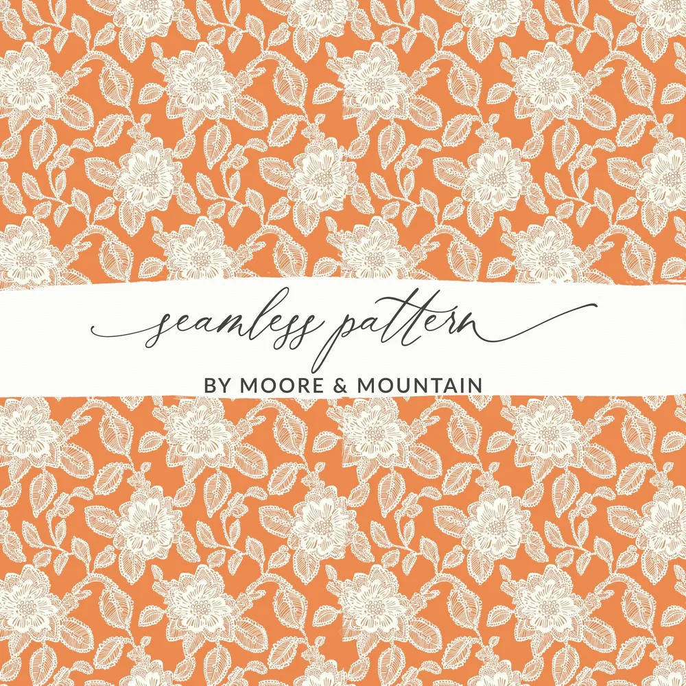 Orange Floral Seamless Pattern by Moore and Mountain