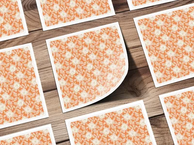 Vintage Floral Orange and White Pattern Sticker Sheet
