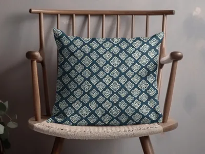 Elegant Navy and White Patterned Throw Pillow