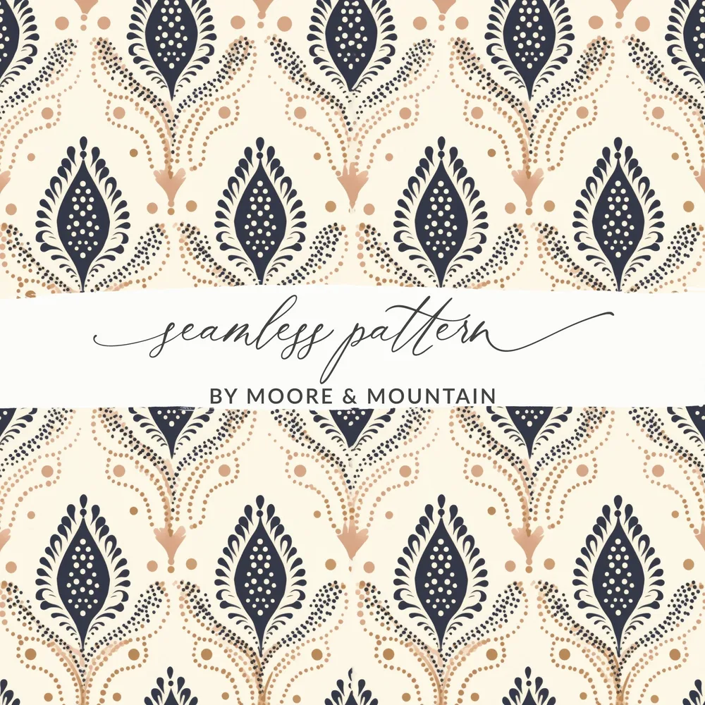 Elegant Blue and Beige Seamless Pattern Design