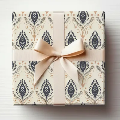 Elegant Gift Box with Ribbon and Intricate Pattern