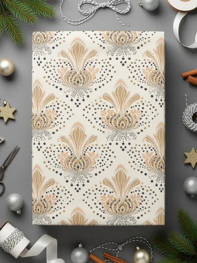 Elegant Beige and Black Patterned Wrapping Paper
