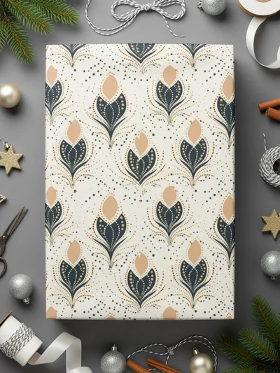 Elegant Leaf Pattern Holiday Gift Wrapping Paper