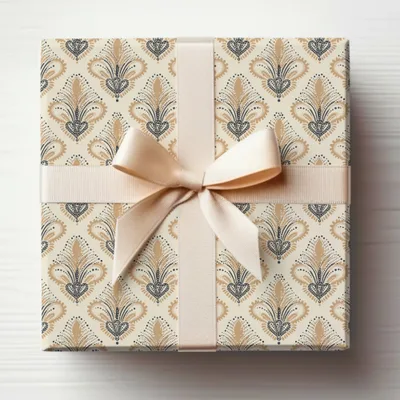 Elegant Vintage Pattern Gift Wrap with Ribbon Bow