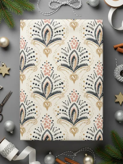 Elegant Festival Gift Wrap with Ornate Pattern Design