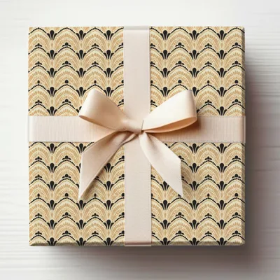 Elegant Art Deco Design Gift Box with Ribbon