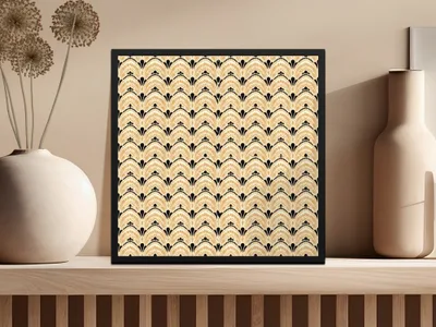 Elegant Art Deco Gold and Black Patterned Wall Art