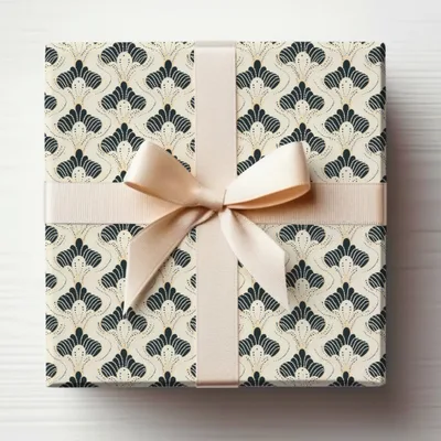 Elegant Patterned Gift Wrap with Beige Bow Gift Wrap