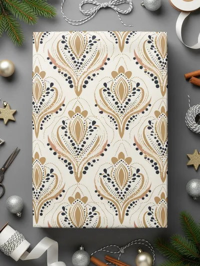 Elegant Gold and Black Pattern Wrapping Paper