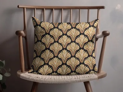 Elegant Black and Gold Patterned Cushion for Sale