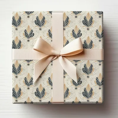 Elegant Patterned Gift Box with Beige Ribbon for any occasion