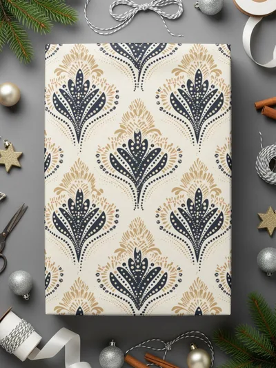 Elegant Festive Gift Wrap with Intricate Design