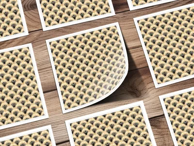Vintage Style Art Deco Scallop Pattern Sticker Sheets
