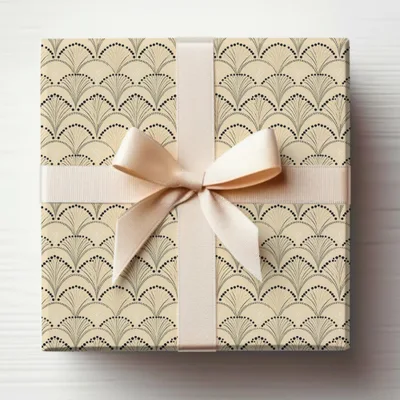 Elegant Beige with Black Pattern Gift Wrap Box