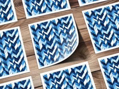Artistic Herringbone Pattern Shades Blue Indigo White Digital - Moore and Mountain