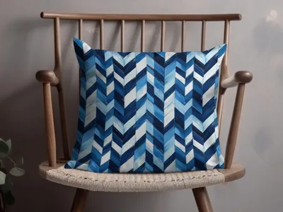 Artistic Herringbone Pattern Shades Blue Indigo White Digital - Moore and Mountain