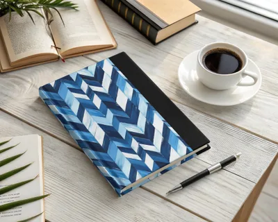 Artistic Herringbone Pattern Shades Blue Indigo White Digital - Moore and Mountain