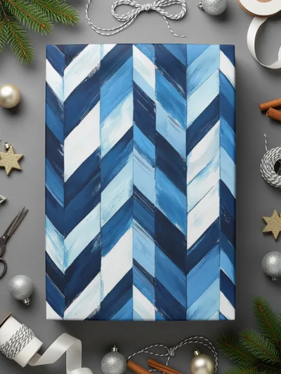 Artistic Herringbone Pattern Shades Blue Indigo White Digital - Moore and Mountain