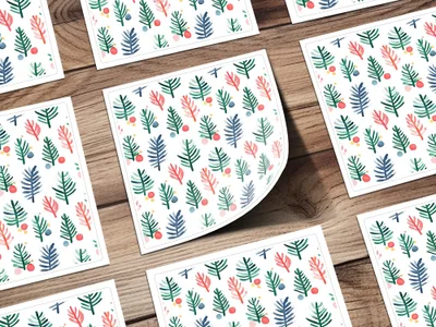 Artistic Watercolor Trees and Dots Patterned Design Digital - Moore and Mountain