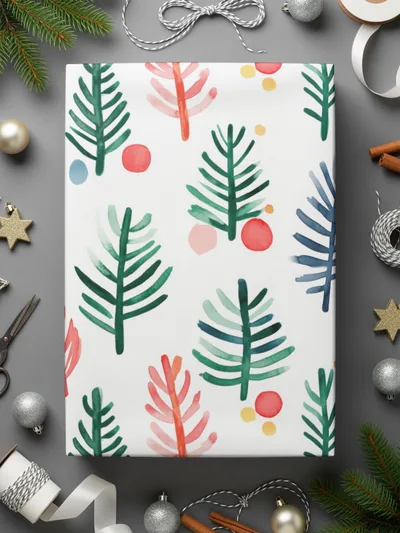 Artistic Watercolor Trees and Dots Patterned Design Digital - Moore and Mountain