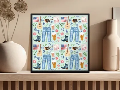 Austin Texas Themed Decorative Art Print Poster