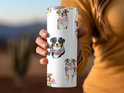 Australian Shepherd Dog Digital Paper, Seamless Dog Pattern, Pet Animal Fabric Design, Dog Breed Pattern, Dog Lover Gift, Commercial Use - Moore and Mountain