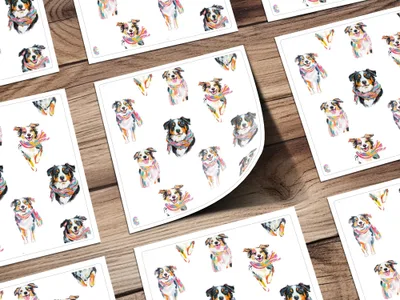 Australian Shepherd Dog Digital Paper, Seamless Dog Pattern, Pet Animal Fabric Design, Dog Breed Pattern, Dog Lover Gift, Commercial Use - Moore and Mountain