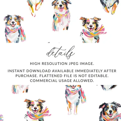Australian Shepherd Dog Digital Paper, Seamless Dog Pattern, Pet Animal Fabric Design, Dog Breed Pattern, Dog Lover Gift, Commercial Use - Moore and Mountain