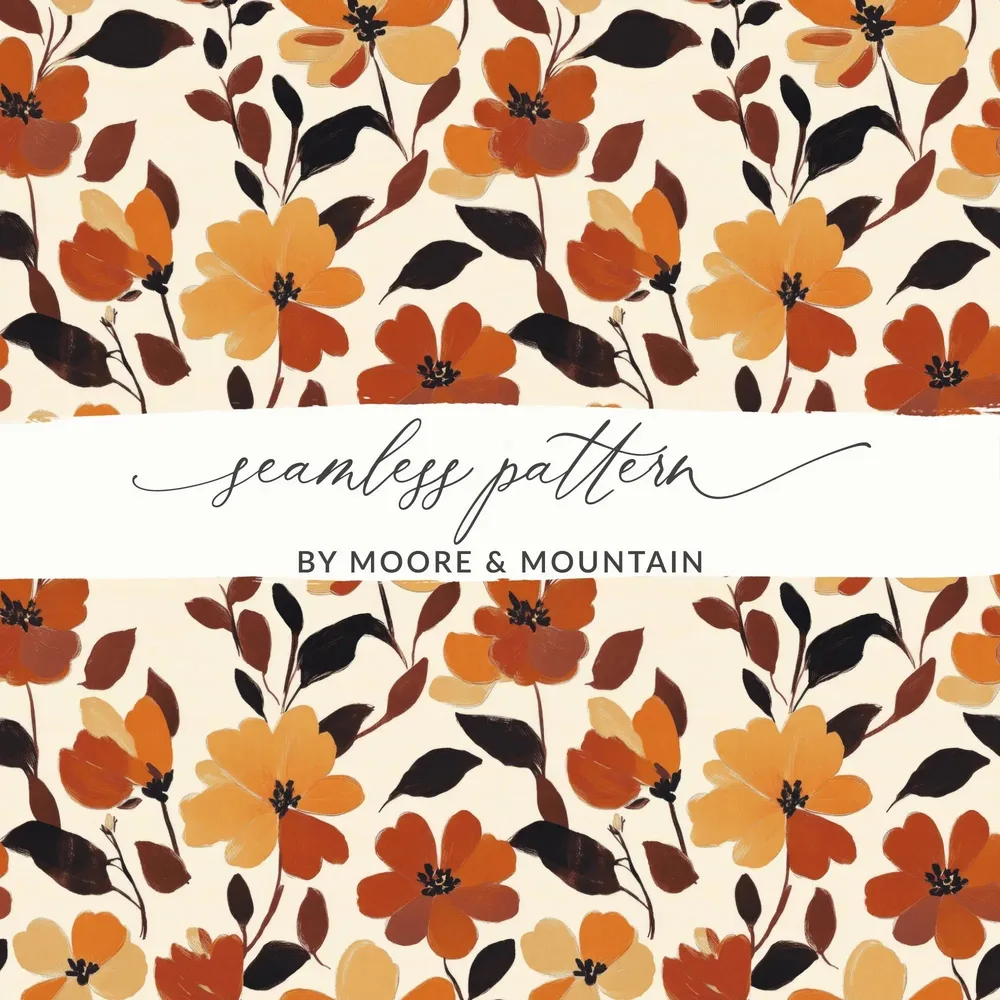 Autumn Floral Digital Paper, Seamless Flower Pattern, Fall Printable Paper, Thanksgiving Background, Digital Download for Crafts 12x12 - Moore and Mountain