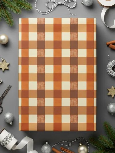 Autumn Plaid Digital Paper, Fall Seamless Pattern, Orange Brown Checkered Background, Scrapbooking Paper, Fabric Design, Digital Download - Moore and Mountain
