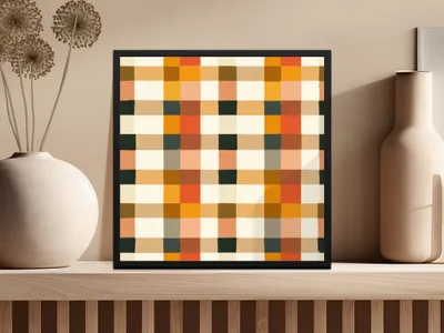 Autumn Plaid Digital Paper, Orange Brown Beige Checkered Pattern, Fall Scrapbook Paper, Neutral Buffalo Plaid Background, Digital Download - Moore and Mountain