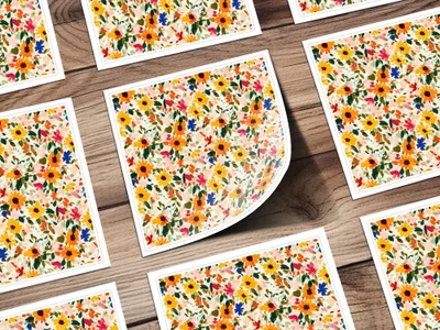 Vibrant Colorful Floral Pattern Stickers Pack of 10