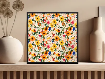 Colorful Floral Pattern Art Print for Home Decor