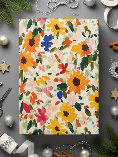 Bright Floral and Colorful Abstract Pattern Wrapping Paper