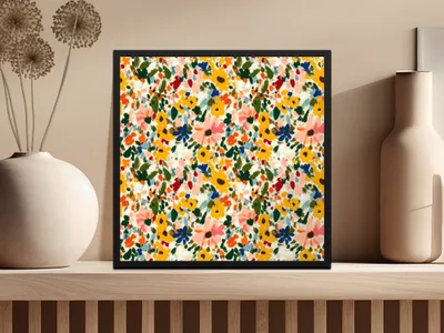 Colorful Abstract Floral Pattern Print Wall Art Decor