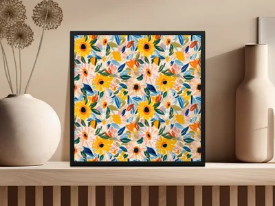 Colorful Floral Pattern Art Print for Vibrant Home Decor