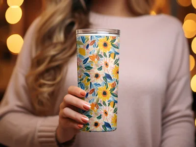 Colorful Floral Pattern Insulated Tumbler Cup Product