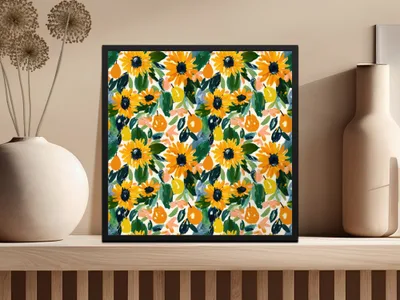 Colorful Sunflower Pattern Wall Art Decor Product