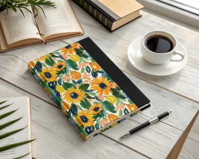 Colorful Sunflower Floral Printed Hardcover Notebook