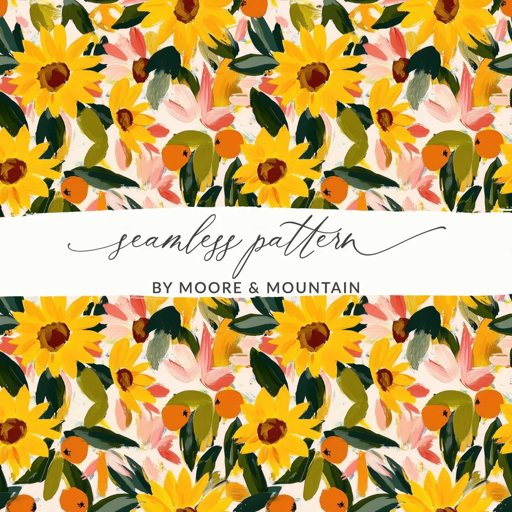 Vibrant Sunflower and Floral Seamless Pattern Design