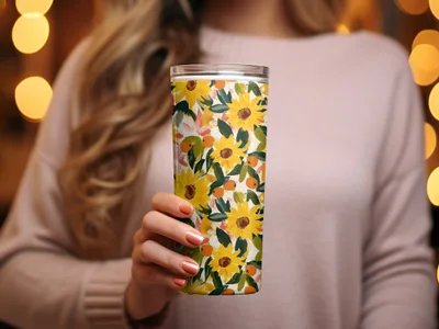 Colorful Floral Patterned Insulated Tumbler Cup Product